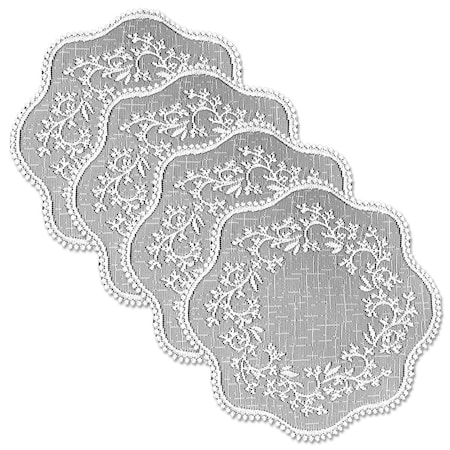 Heritage Lace Sheer Divine 12 in. Round Doily - White - Set of 4 SD-1200W-S